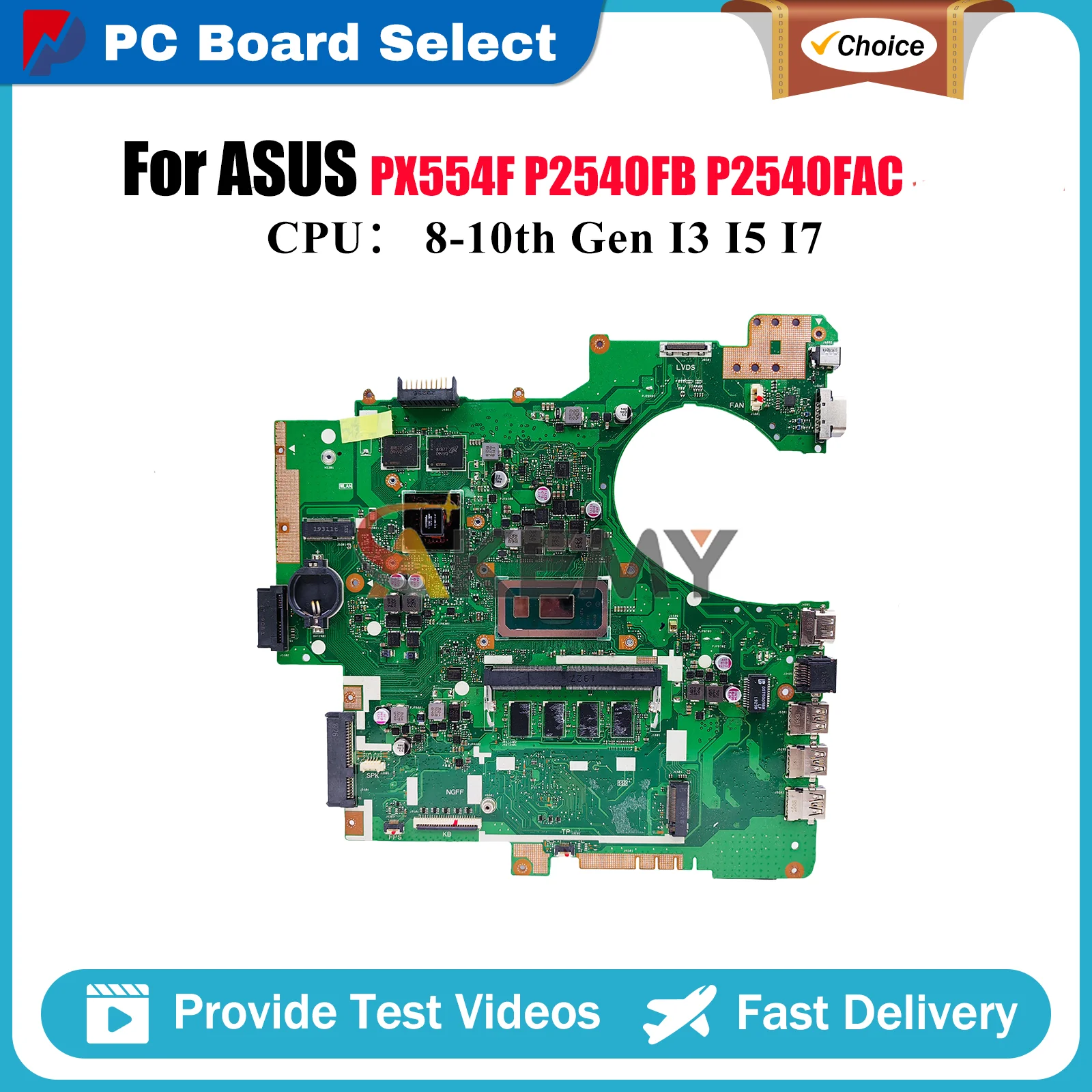 

P2540FB Материнская плата для ноутбука ASUS ProArt PX554F P2540FB P2540FAC P2540F Материнская плата для ноутбука с процессором I3 I5 I7 100% tests OK stk