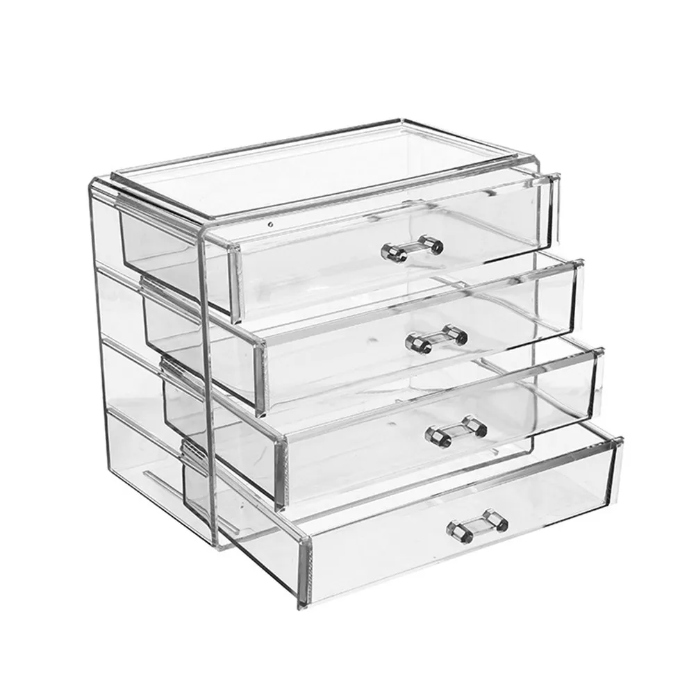 

1 шт. Большая прозрачная акриловая коробка-органайзер для хранения косметики с выдвижными ящиками для дома и демонстрации косметических принадлежностей