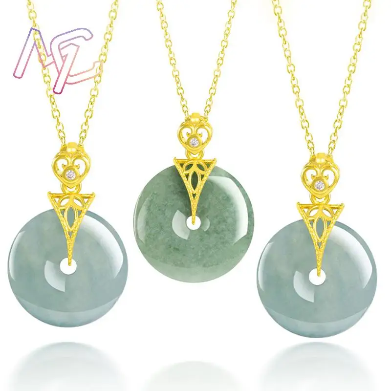 ميانمار الجاديت دونات قلادة قلادة حجر الإكسسوارات مصمم سحر محظوظ البورمية اليشم هدايا للنساء #3