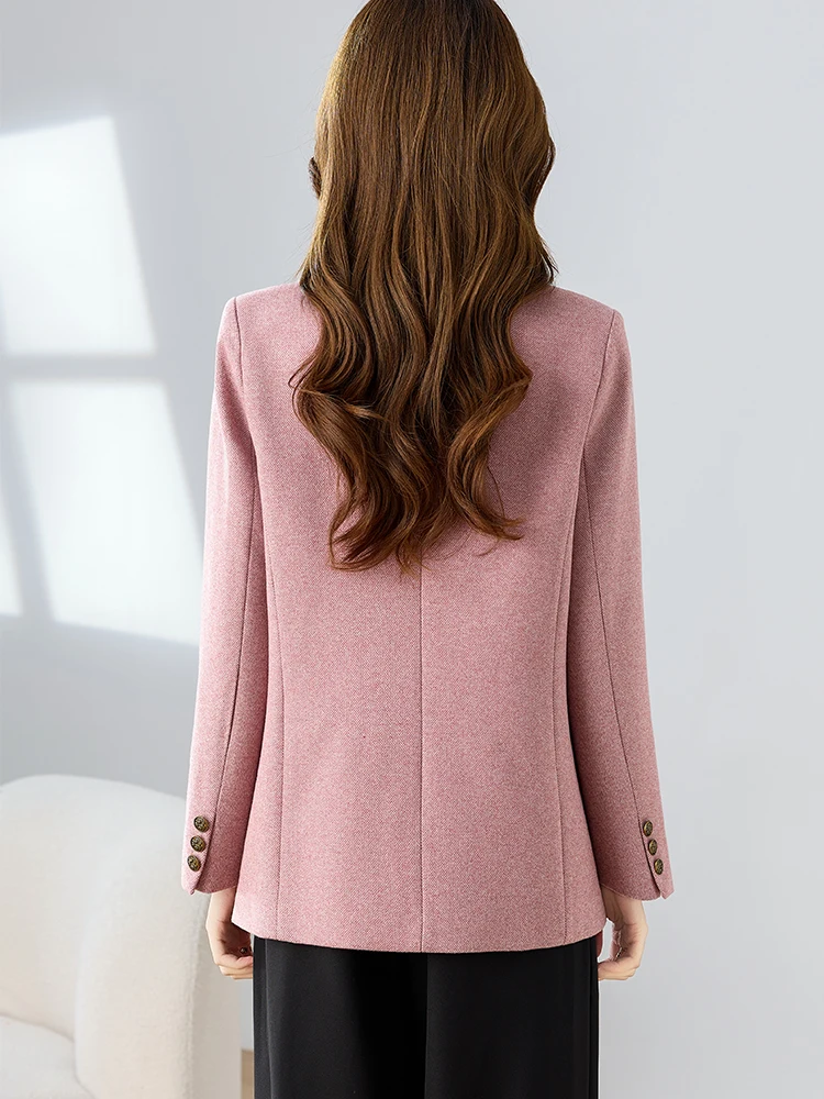 سترة شتوية نسائية صلبة باللون الرمادي والوردي والقهوة سترة عمل للسيدات