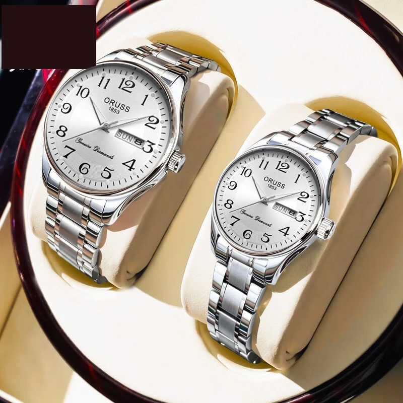 カップル向けのダブルカレンダーウォッチ,若者向けのマッチングウォッチ,ロマンチックで魅力的,高度でファッショナブル,すべてにマッチ