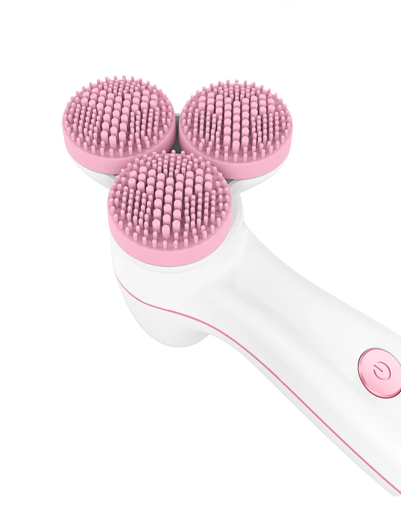 3-heads Multifunctional Face Brush Skin Cleaner handle facial wash brush Exfoliator Facial Cleaning Brush