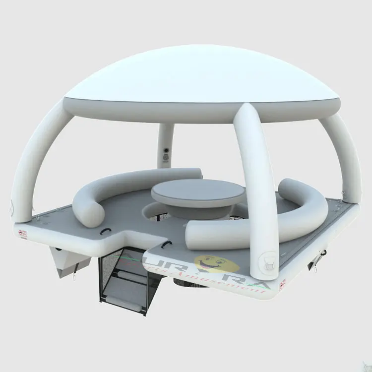 Entertainment Water Platform With Tent Inflatable Leisure Dock Floating Island Leisure Water Activities Floating Rafts Floats