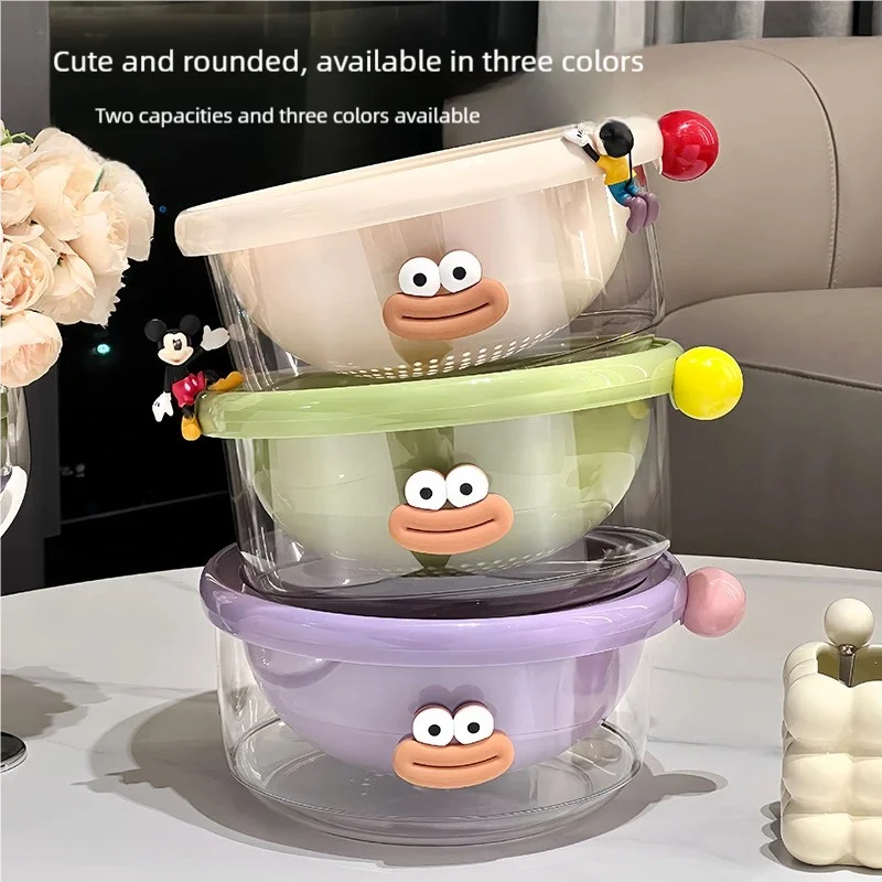 

Drain Basket Dopamine New VegetableWashing Basin For HomeKitchen Multifunctional Double-layer Fruit WashingBasket and Fruit Bowl