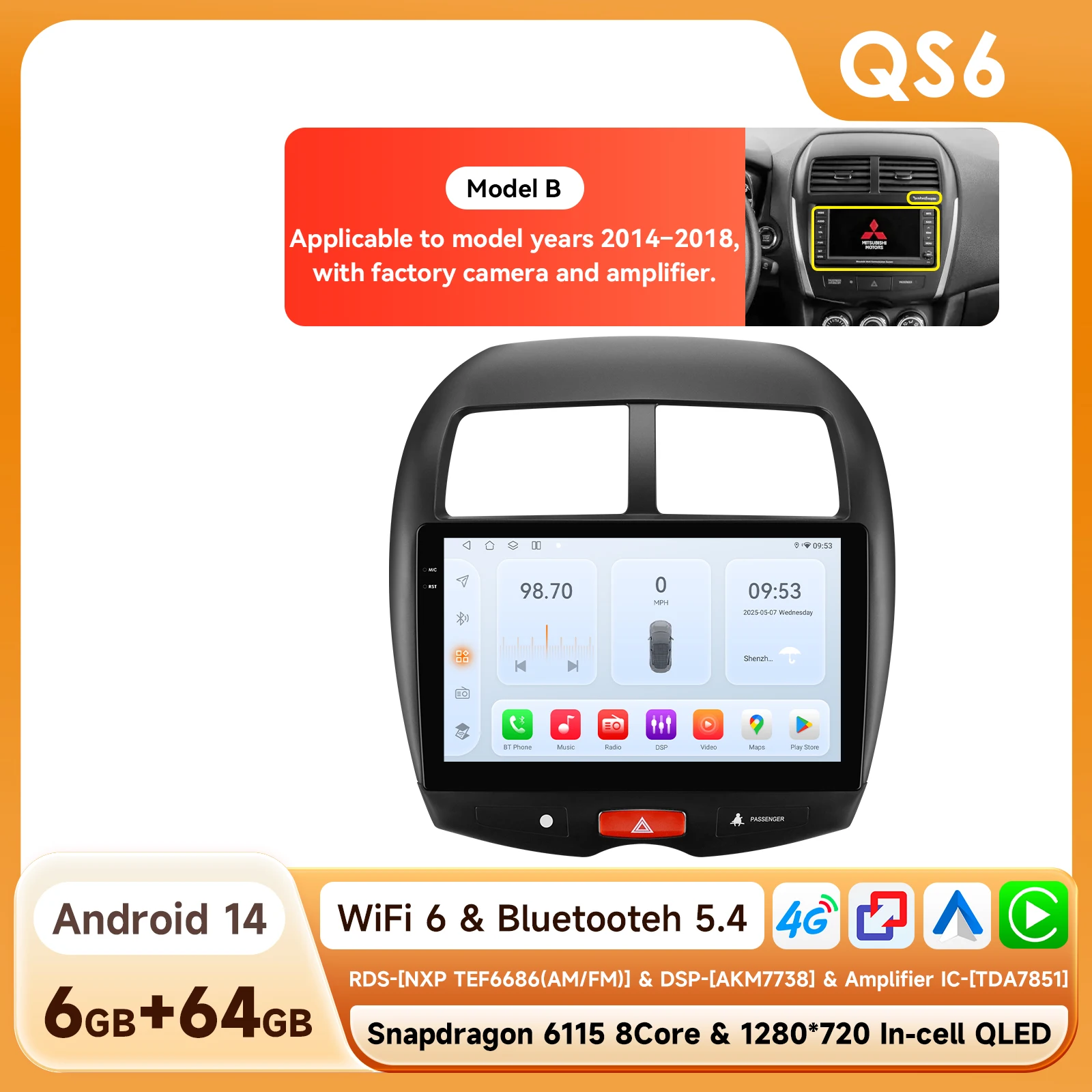 Hizpo 10.1 "Autoradio Intelligente Systemen Voor Mitsubishi Asx 1 2010 - 2018 Multimedia Carplay Android Auto Gps Nr. 2 Din 2din Dvd