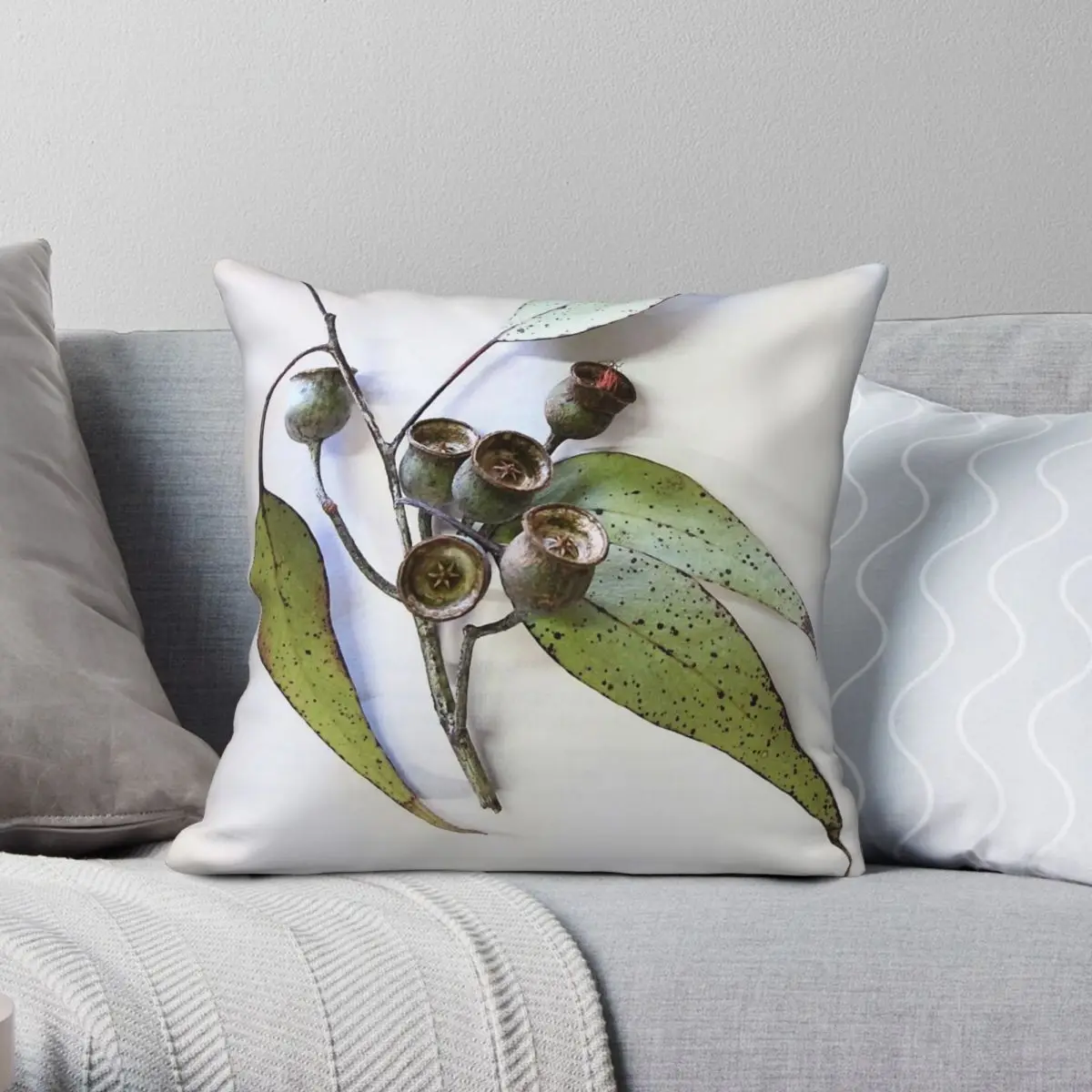 Marri Eucalypt Leaves Nuts Pillowcase Polyester Linen Velvet Pattern Zip Decor Throw Pillow Case Room Cushion Cover 18