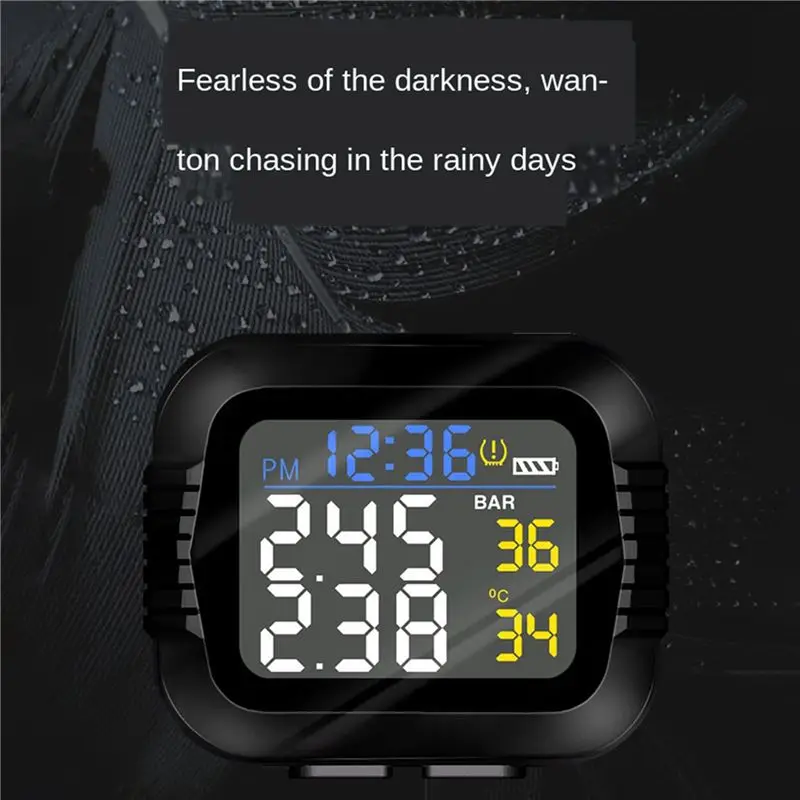 M50K-3X Waterproof Motorcycle Real Time Tire Pressure Monitoring System External Sensor Wireless LCD Display Moto TPMS