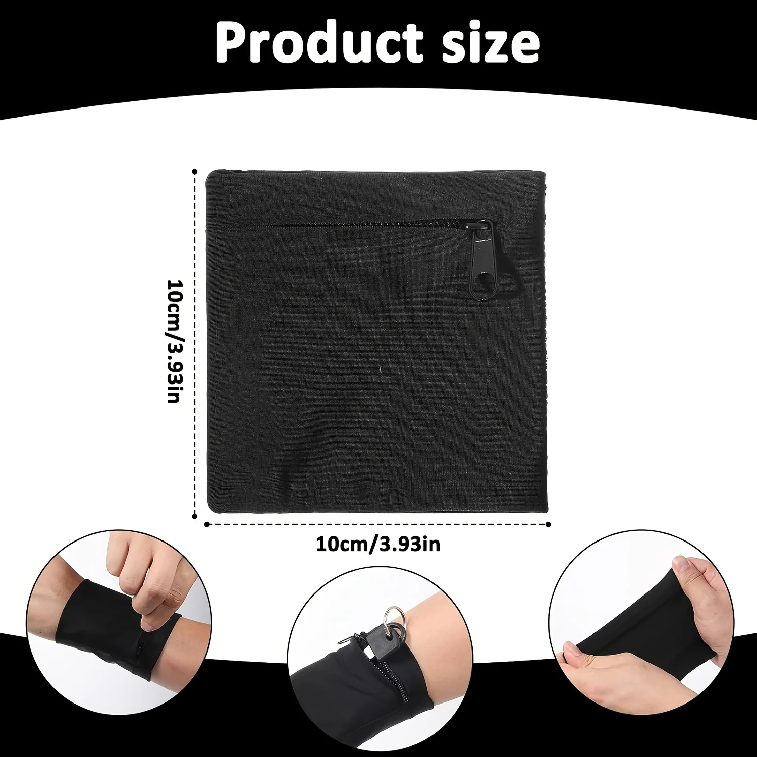 Handgelenkstasche mit Reißverschluss für Laufen, Fitness, Radfahren, sicheres Armband, Sporttasche für Männer und Frauen, Geldbörse, Münztasche, Handgelenkstütze – Detail 5