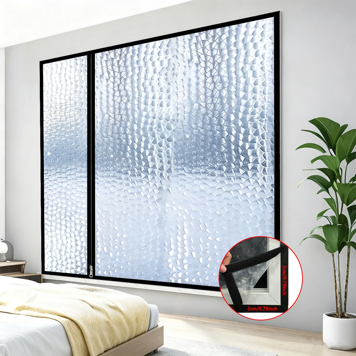 Black winter warm curtains, diamond free self-adhesive heat-insulating curtains, windproof and cold proof sealed windows