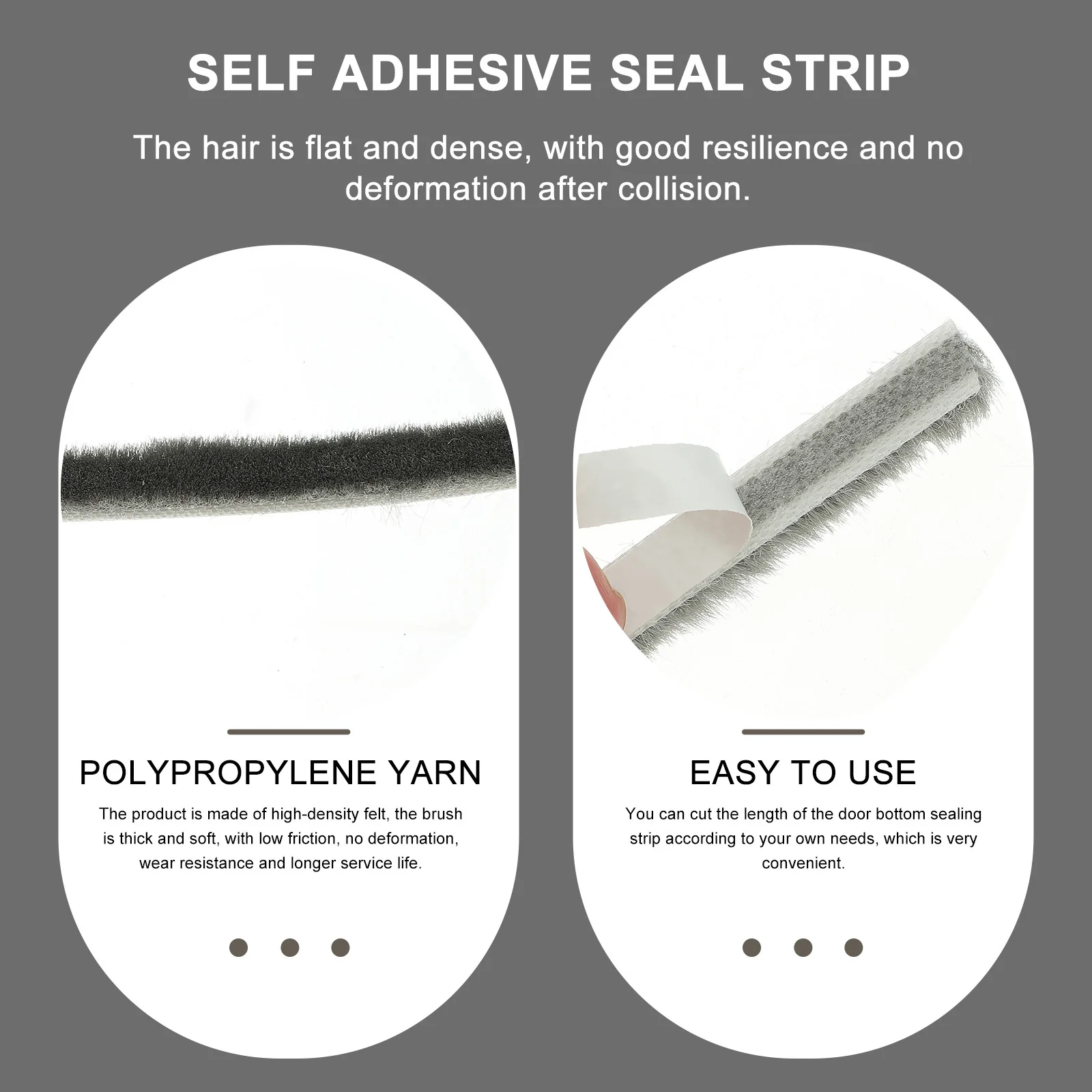 

2 Rolls Self Adhesive Soundproof Door Window Seal Strip Weatherstripping Brush Strip Noise Dust Cold Insulation