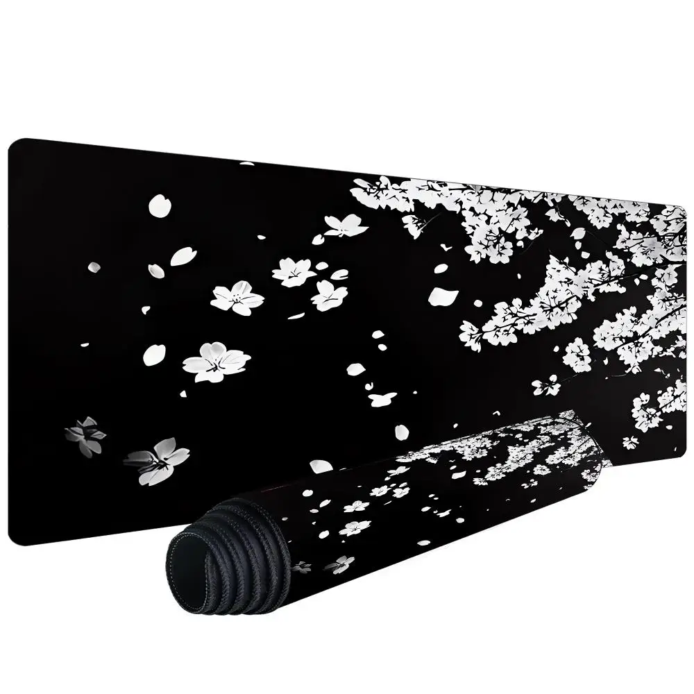 

Коврик для мыши с изображением цветов вишни, большой компьютерный офисный коврик, резиновый противоскользящий коврик для игровой клавиатуры и мыши, длинный настольный коврик 900x400 мм