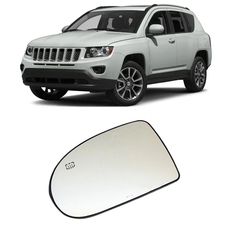 Door Wing Side Mirror Glass Heated With Backing Plate For JEEP Compass 2007 - 2017