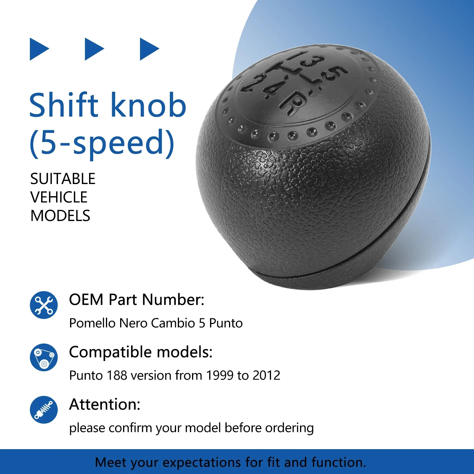 

Gear Lever Knob 5 Speed for Fiat Punto 188 1999-2012