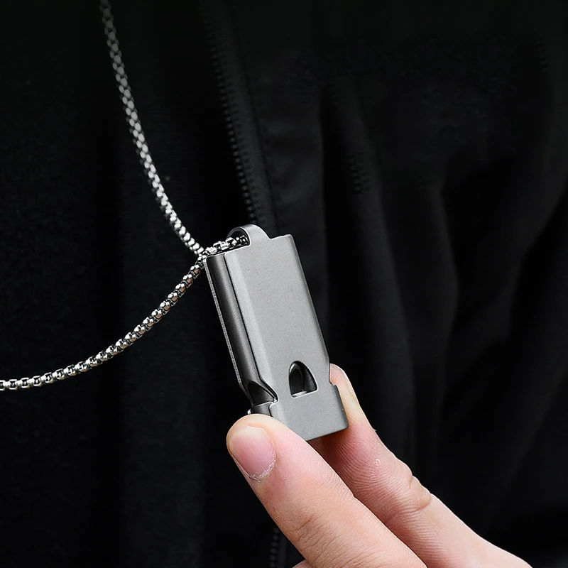 Titanium Alloy Outdoor EDC Camping Emergency Survival Whistle Explosive Whistle Portable Tool