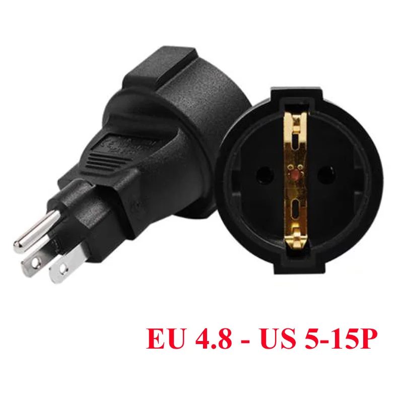 

Black 10A/16A 250V copper USA Japan Canada 5-15P Male to EU 4.8MM Germany Russia Korea 2P+E female adapter plug socket converter