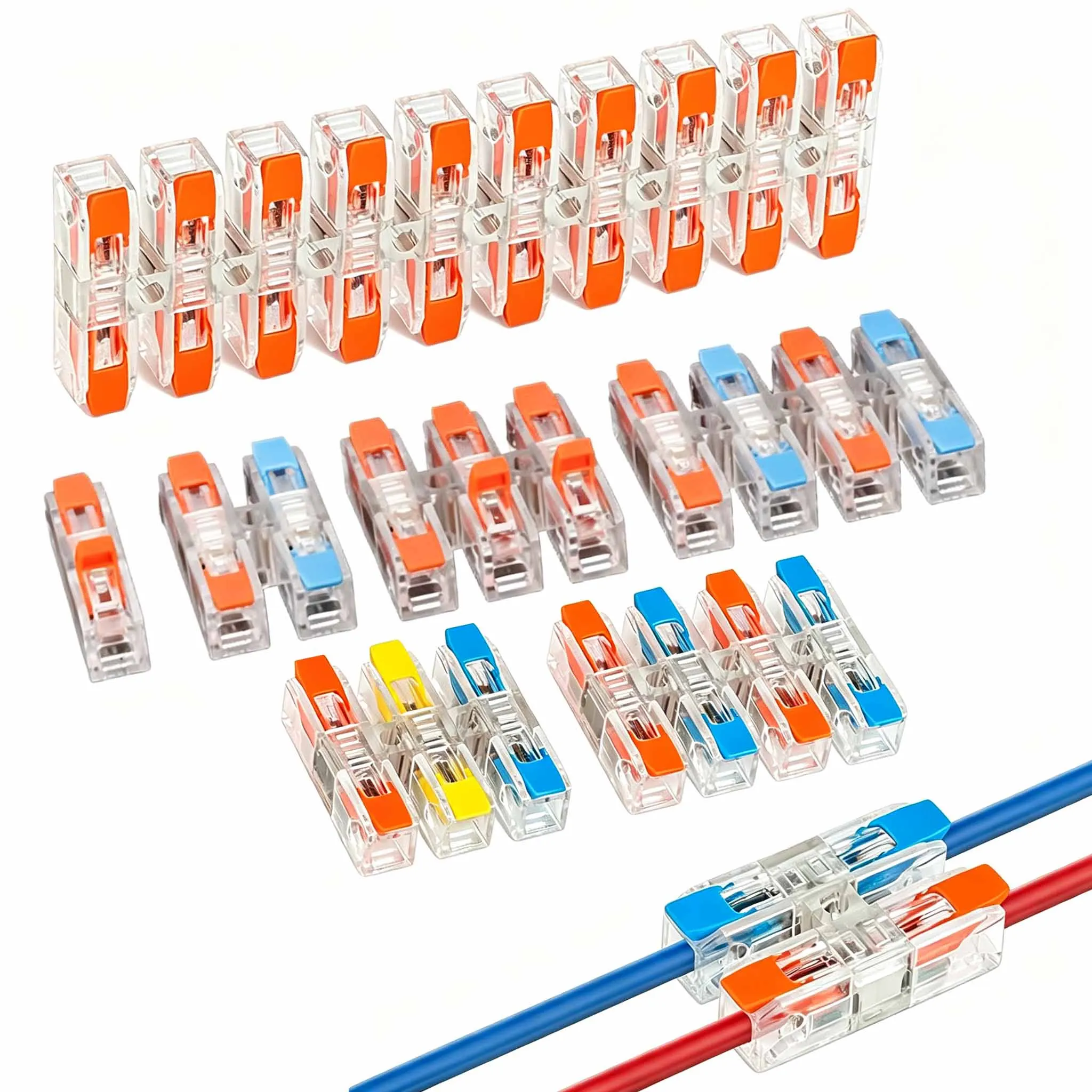 Push-in Terminal Block Quick Lock Screwless Electrical Connector 2-12 Pin Compact Wire Terminal Quick Press Type Wiring Docking