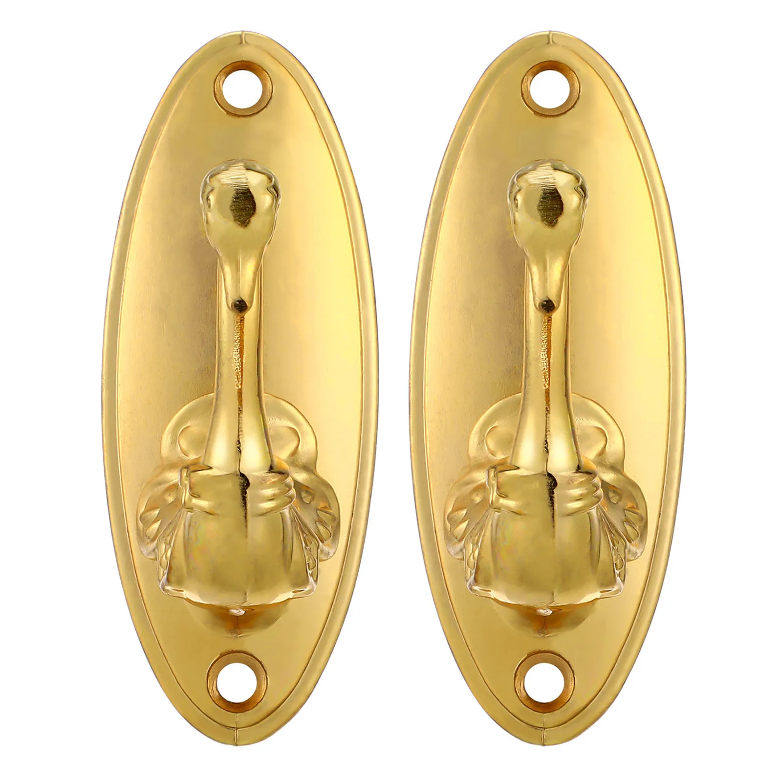 Pair Swan Curtain Tieback Hooks Golden Aluminum Alloy 9.00x3.50x3.50cm Distinctive Decorative Drapery Holdbacks for Living Room
