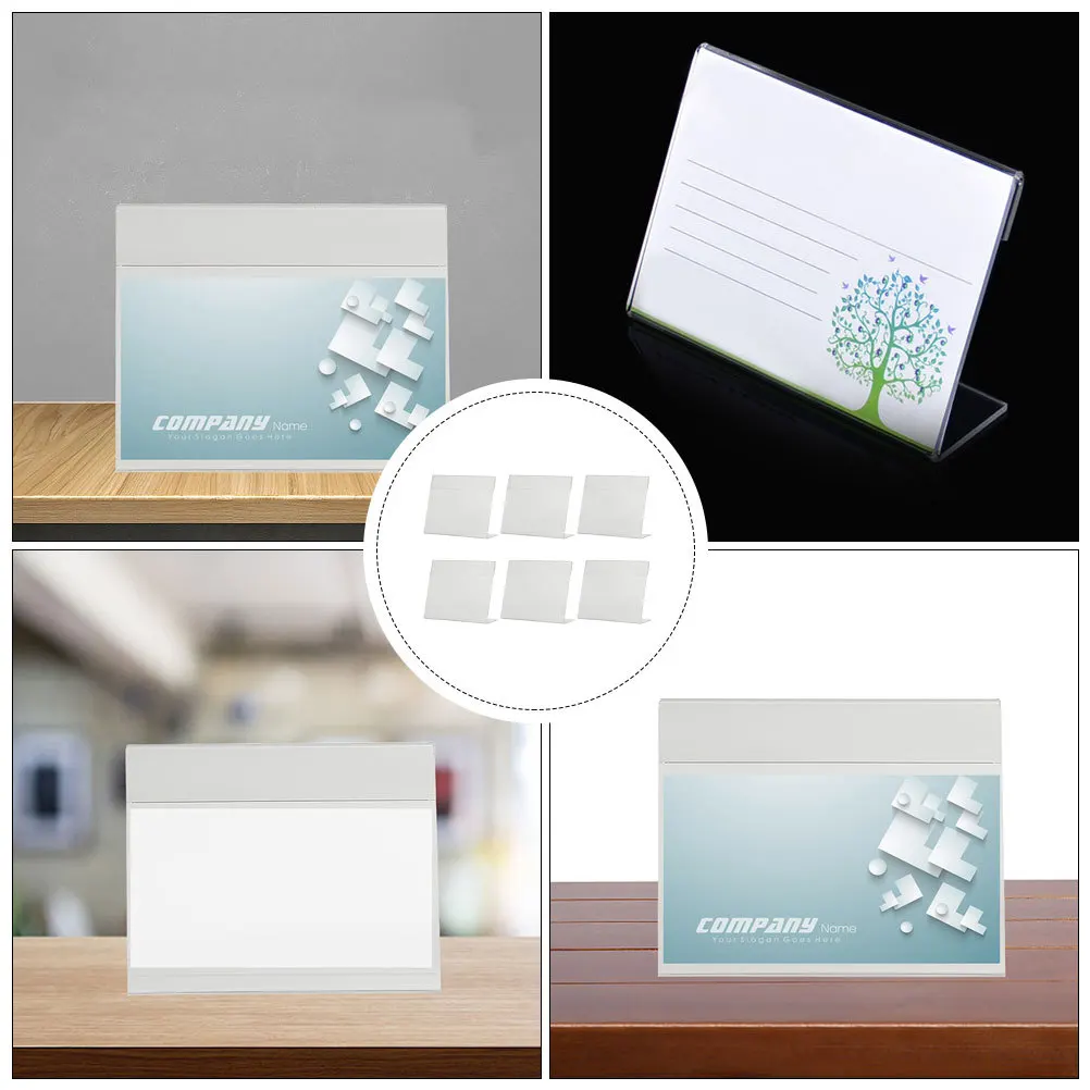 

6pcs Acrylic Price Ticket Display Racks Clear Sign Holder For Retail Restaurant Market Conference Label Stand Ad Display