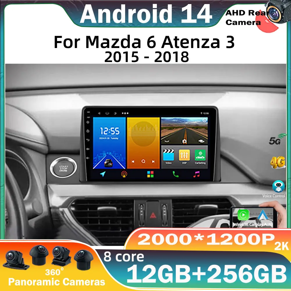 

Android 14 Carplay Car Radio For Mazda 6 Atenza 3 GJ GL 2015 -2018 AUTO Multmedia 4G Wifi GPS Carplay Stereo 2 Din DVD Head Unit