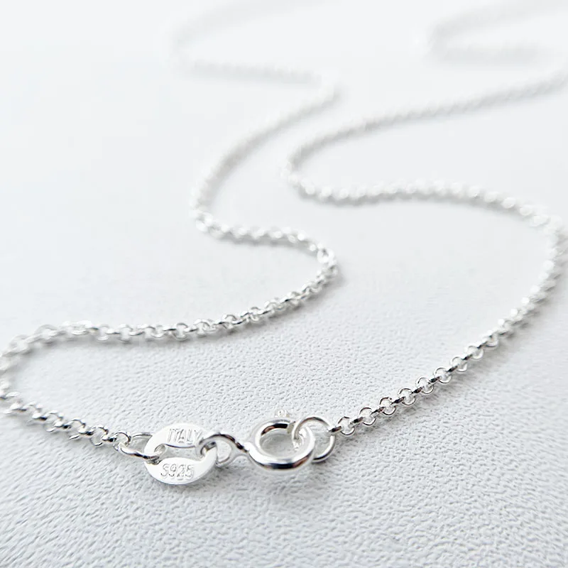 35cm-45cm 1.3mm Pure Real 925 Sterling Silver Circles Rolo Chain Necklace Women Girl Italy Jewelry Kolye Collare Collier