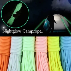 1pcs 9 Strand 550 Luminous Glow in the Dark Paracord Parachute Cord 100FT 5 Colors