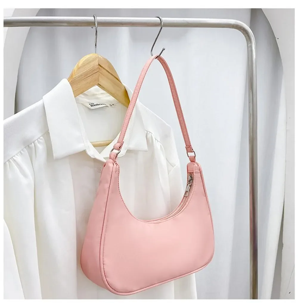 New Trend Dumpling Bag Nylon Crossbody Bags for Women Lightweight Small Crossbody Armpit Bag Solid Color Single Shoulder Bag