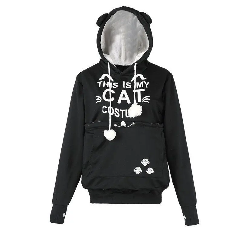 Faionable Pet Printed Sweatirt with Large kets Hooded Autumn Winter Casual Sle A-Line Dr Polyester Fabric Ci Walk