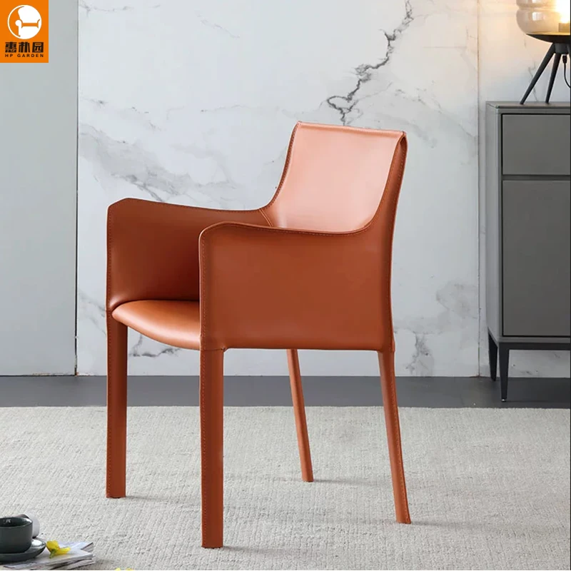 كرسي بذراعين فاخر خفيف الوزن من الشمال للمنزل، كرسي طعام إيطالي حديث وبسيط، أثاث غرفة الطعام