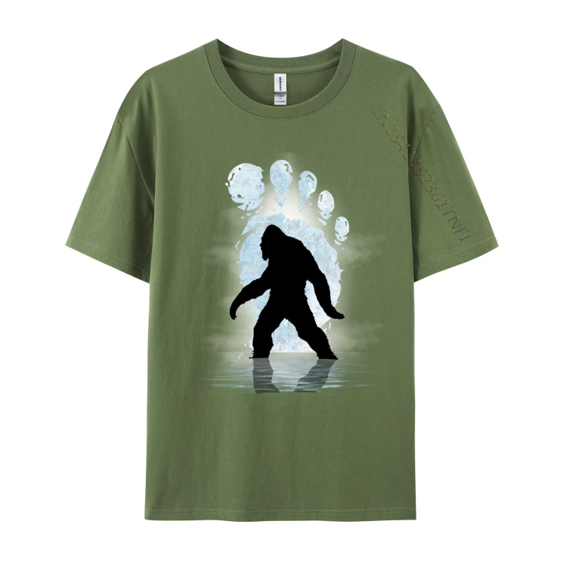 Bigfoot Footprint Moon Mens Designer Custom Tops Tees Cotton T-Shirt Cool Design Tshirts Drop Shipping