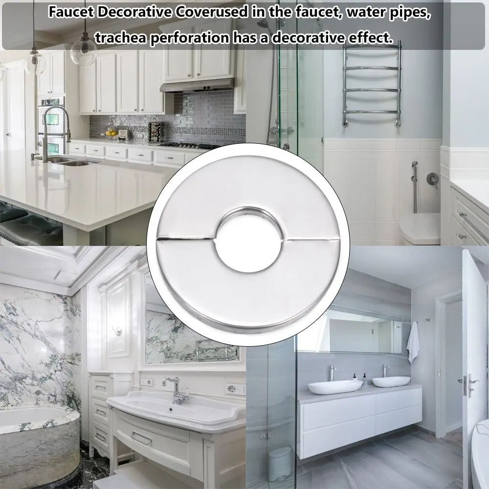 Conector autoadhesivo de decoración de grifo de acero inoxidable, cubierta de pared de tubería de agua con acabado cromado para ducha, accesorio de baño y cocina