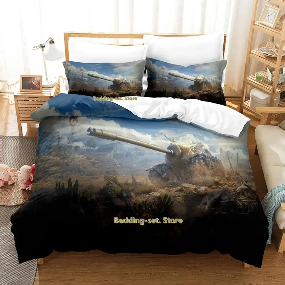 World Of Tanks Bedding Set Single Twin Full Queen King Size Bed Set Adult Kid Bedroom Duvetcover Sets Anime parure de lit Bed