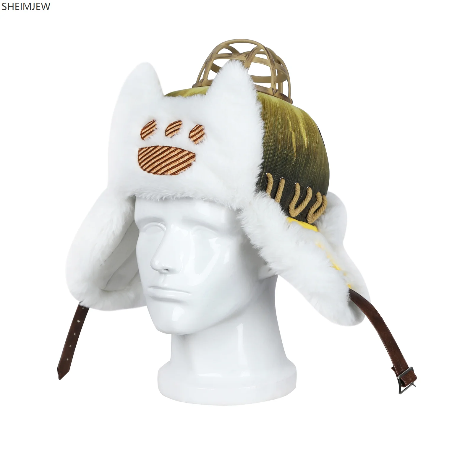 

Game Unisex Teen Adult Monster Hunter Wilderness Cosplay Hat Monster Hunter Cat's Paw Embroidery Plush Warm Hat Soft Earmuffs