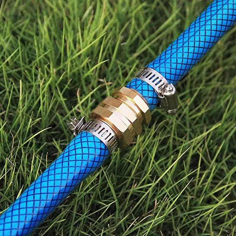 5/8-3/4Inch Garden Hose Connector Splicer Mender Aluminum Repair Water Hose With Stainless Steel Tightening Clamp​