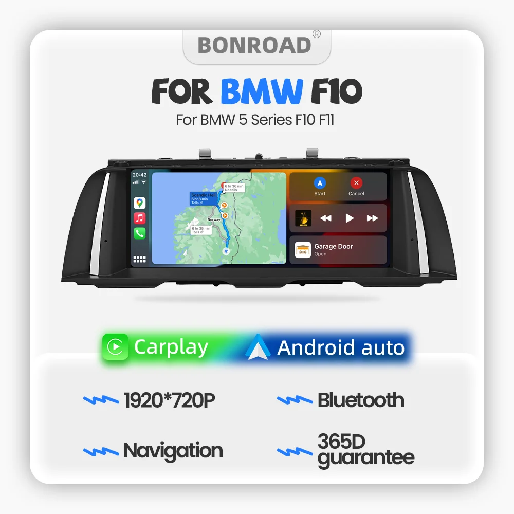 BONROAD – autoradio sans fil CarPlay Android Auto, écran tactile multimédia pour BMW série 5 F10 F11 NBT CIC, Navigation GPS, stéréo