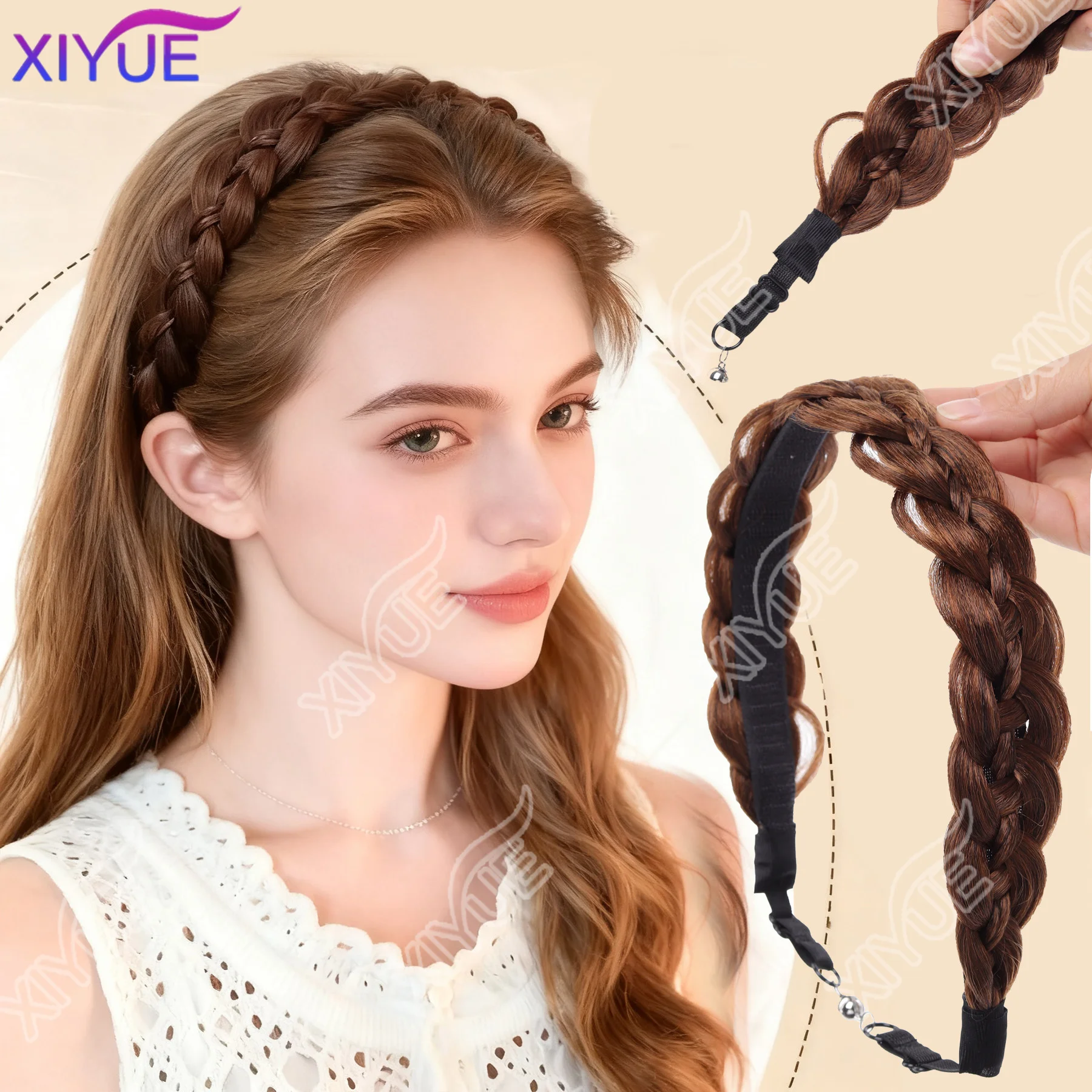 XIYUE Synthetic Premium Adjustable Handmade Braided Elastic Band Hair Fashion Braiding Hair Headband Headwear For Women