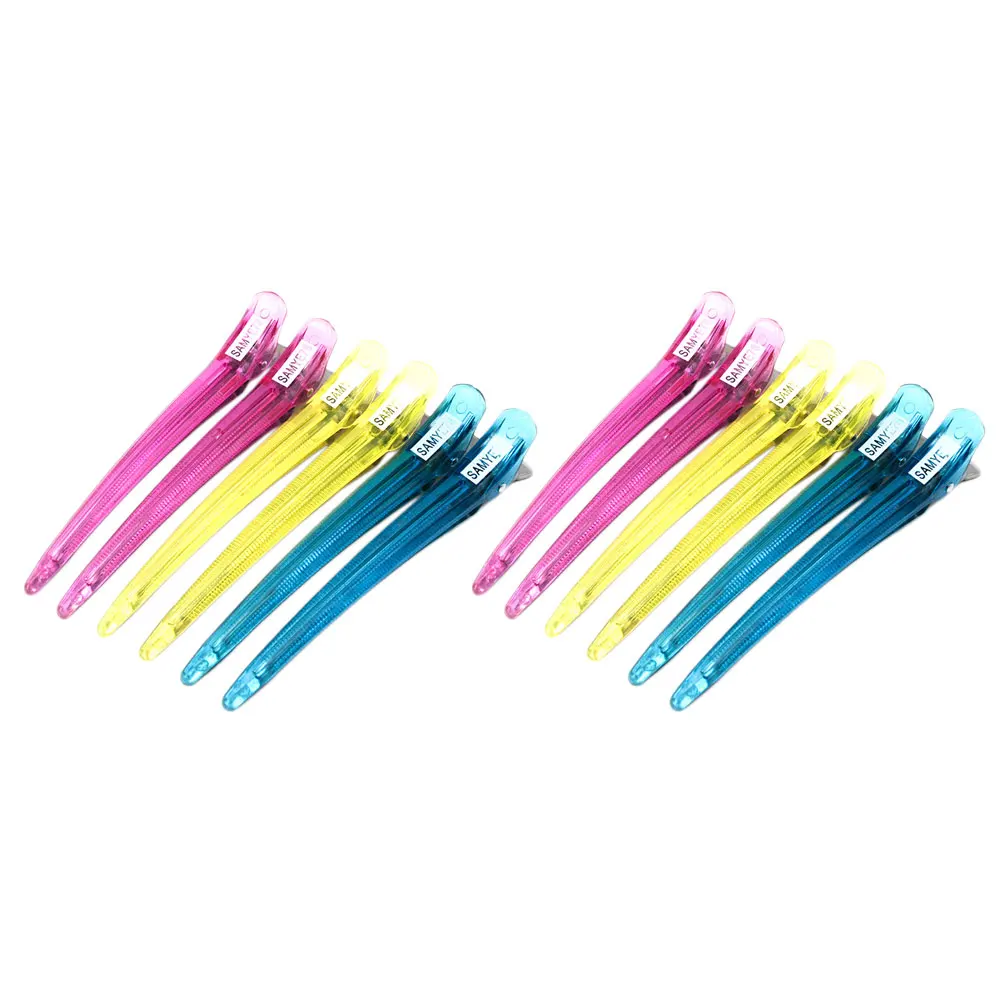 

12 pcs Crystal Markless Hair Clips Long Mouth Seamless Partition Clip Vivid Color Durable Plastic Metal Salon Quality