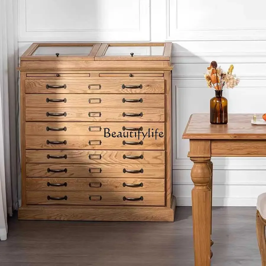 

09Z.American solid wood chest entrance storage jewelry cabinet retro multi-functional storage cabinet