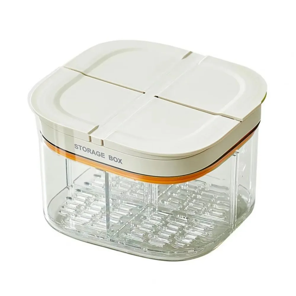 

Transparent Refrigerator Sealed Box 4 Grids BPA Free Garlic Storage Containers Draining Fresh-keeping Onion Serving Jar Snack