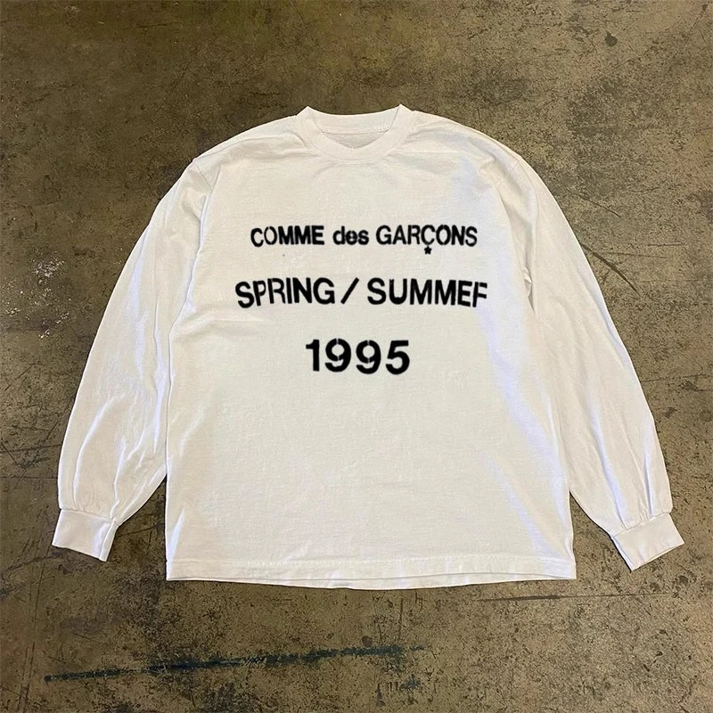 Vintage 1995 Frühling Sommer Text Trendige Marken-Grafik Rundhals-Sweatshirt für Männer und Frauen Vintage Streetwear