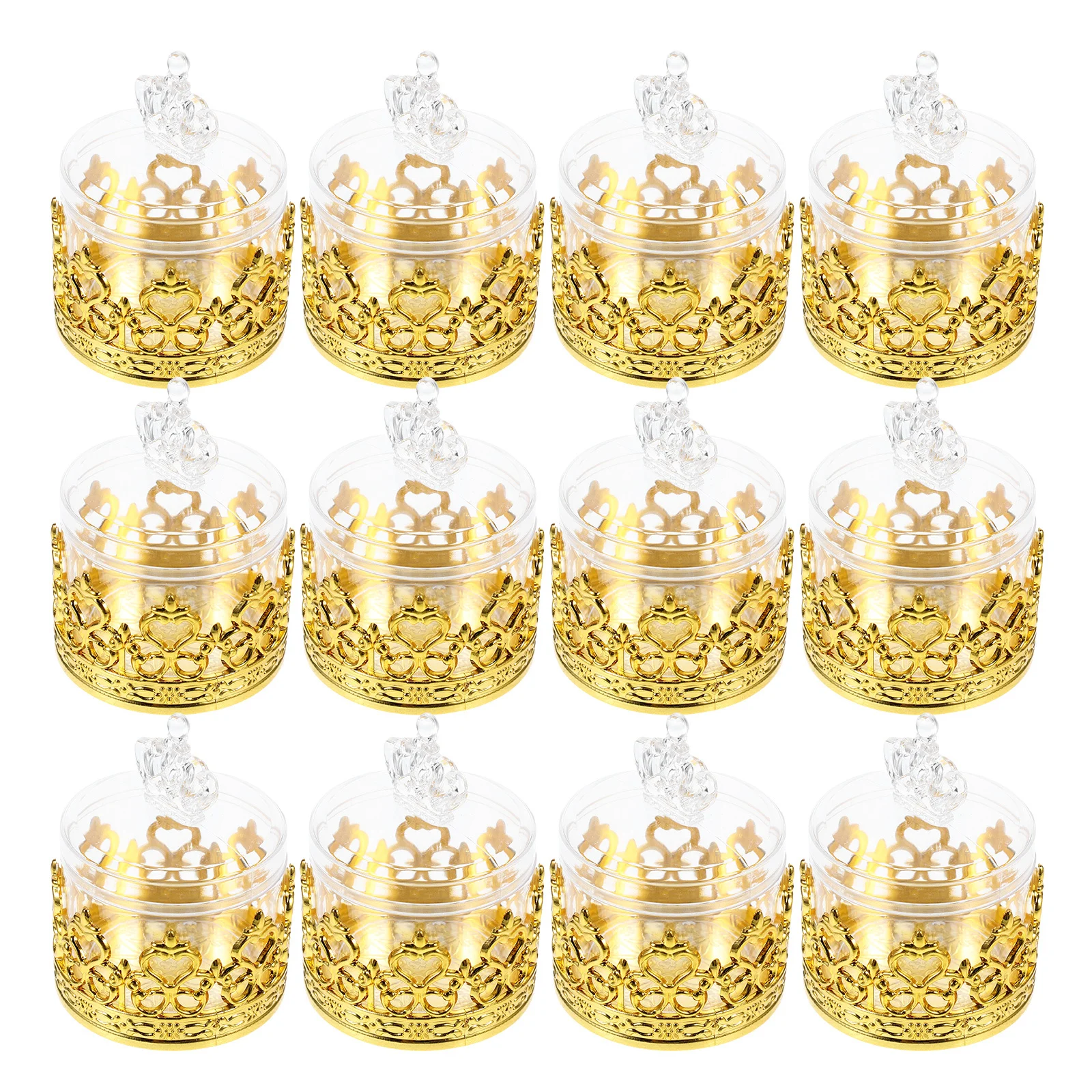 

12Pcs Transparent Boxes Elegant European Design Wedding Birthday Baby Shower Party Favor Candy Holders Decorative