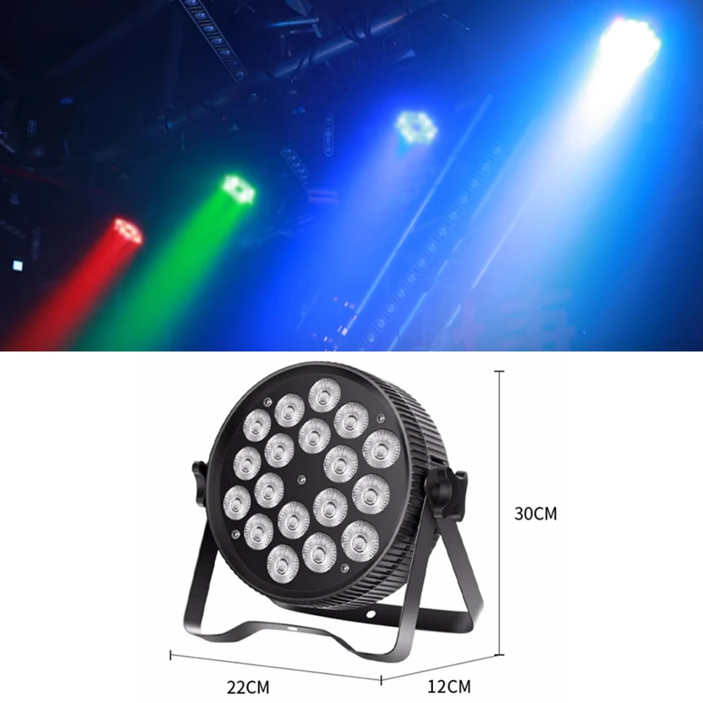 Imagem -06 - Alumínio Led Flat Par Light Equipamento de Iluminação de Palco Profissional para Festa Disco e Casamento Rgbwa uv 6in Dmx512 18x18w