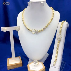 ANIID African Gold Color Jewelry Set Heart-Shaped XO Necklace Earrings Ring Indian Turkish Jewellery Pendant Mexican Dubai Arab