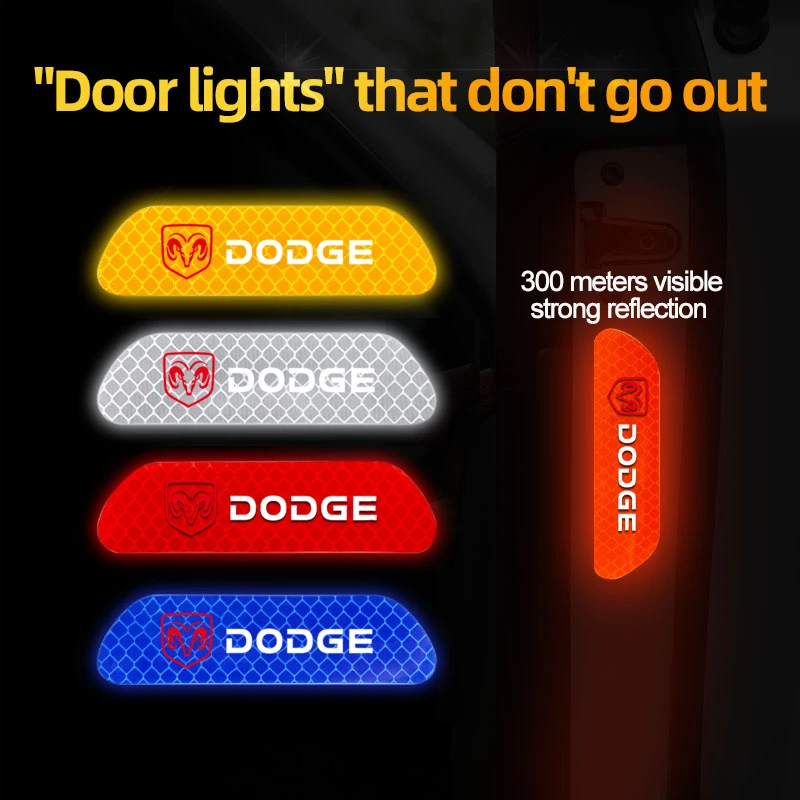 4 قطعة ملصق باب السيارة تحذير السلامة علامة عاكسة ل دودج قافلة شيطان رام 1500 المنتقم تشالينجر دورانجو شاحن عيار #1