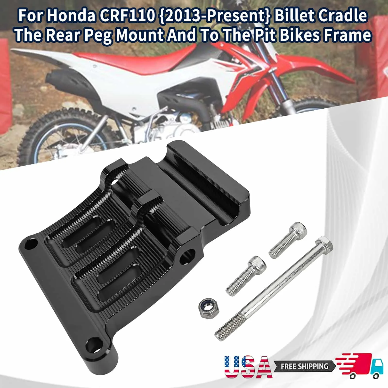 

Cradle The Rear Peg Mount & To The Pit Bikes Frame For Honda CRF110 2013-2024 Accessory Motorcycles Modification Parts HOT SALE