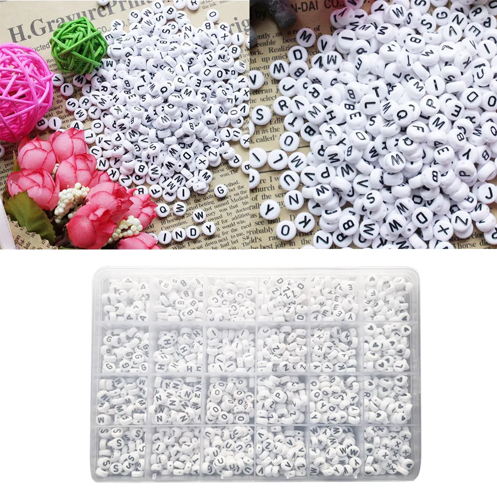 1350Pcs Oblate Letter Beads Plastic Alphabet Beads for Children Hand Eye Coordination Fine Motor Skills DIY Name Bracelet