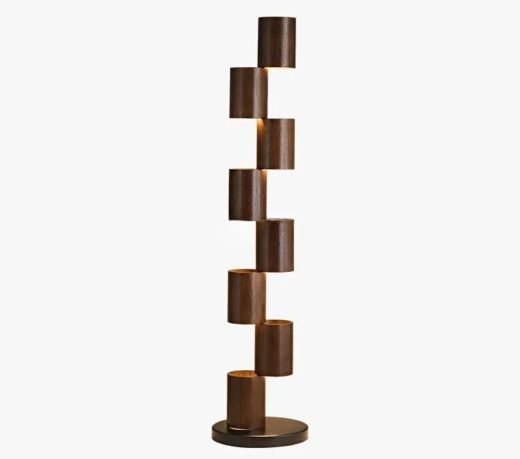 Medieval style solid wood floor luminous object art background wall vertical luminous object