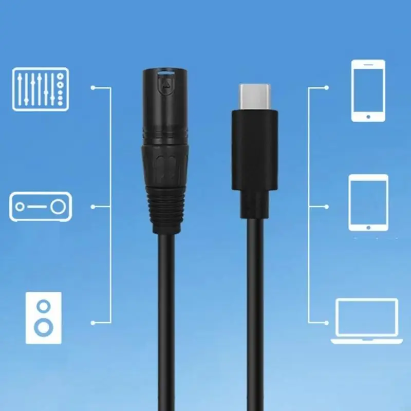 

USB -тип C Мужчина до 3PIN XLRS Самки -женские микрофона, сбалансированный стерео звуковой шнур для записи оборудования H8WD