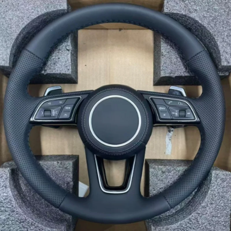 Customized Circular Leather Steering Wheel For Audi A3 A3L A7 A8 RS A3 A4L A5 A6L A4L A3 A5 A6LAQ5 Q3 Q7 Car Accessories