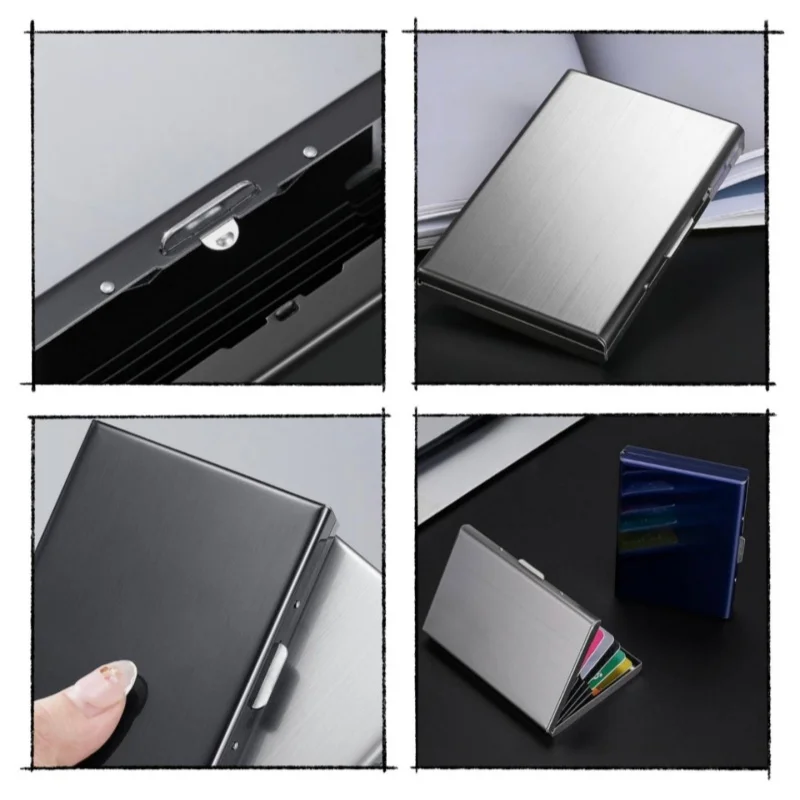 RFID-geschützter Kartenhalter, Modische Herrenbrieftasche, Metallisches Design, Mehrere Fächer, Kann Kredit-/Debitkarten Sicher Aufbewahren – Detail 6