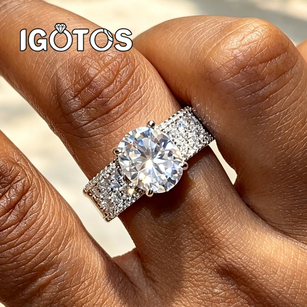 Luxury 3/5CT Oval Cut Moissanite Ring for Women S925 Silver Sparkling Colorful Diamond Wedding Band Fine Jewelry Gift with GRA